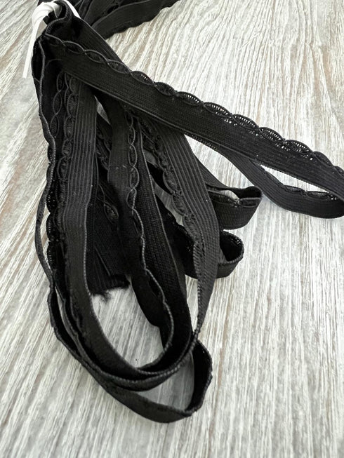 Beige and Black Picot Elastic Trim Scrap Pack Scrap Bundle Pack